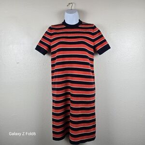J.Crew Striped Knit Dress S |‎ Red Navy Short Sleeve Sweater Dress